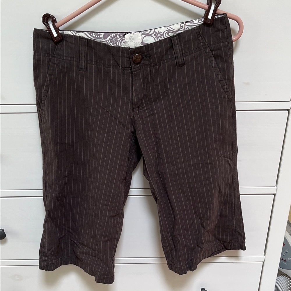 Roxy Dark Brown Pinstripe Cropped Pants